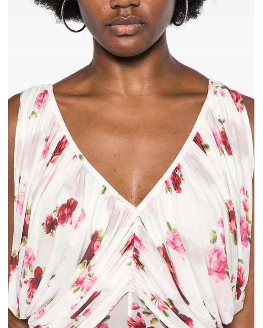 Magda Butrym Pink V-Neck Ruched Bodysuit