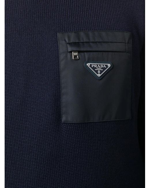 Prada Blue Wool Sweater for men