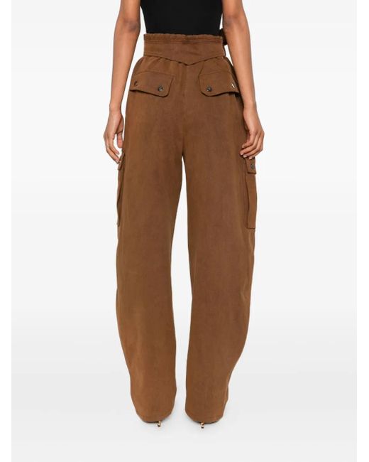 ANDAMANE Brown Belted Cargo Trousers