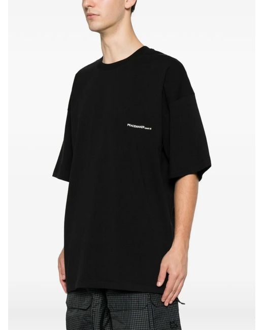 Oamc Peacemaker Black T-Shirt À Logo Imprimé for men