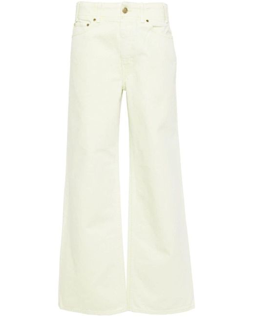 Ulla Johnson White Green Elodie High-rise Straight Jeans