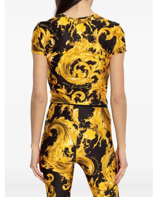 Versace Jeans Couture Yellow Baroque-Pattern T-Shirt