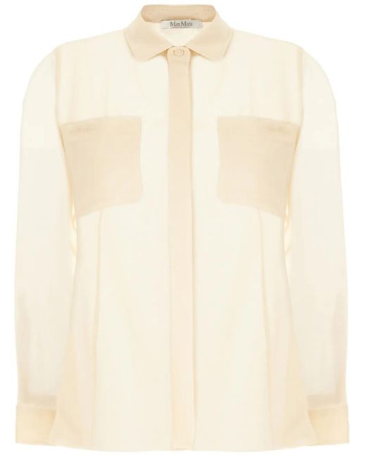Max Mara White Seidenhemd Mit Logo-Stickerei