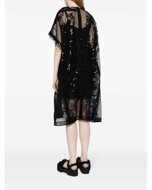 Simone Rocha Black Sequin-embellished T-shirt Dress