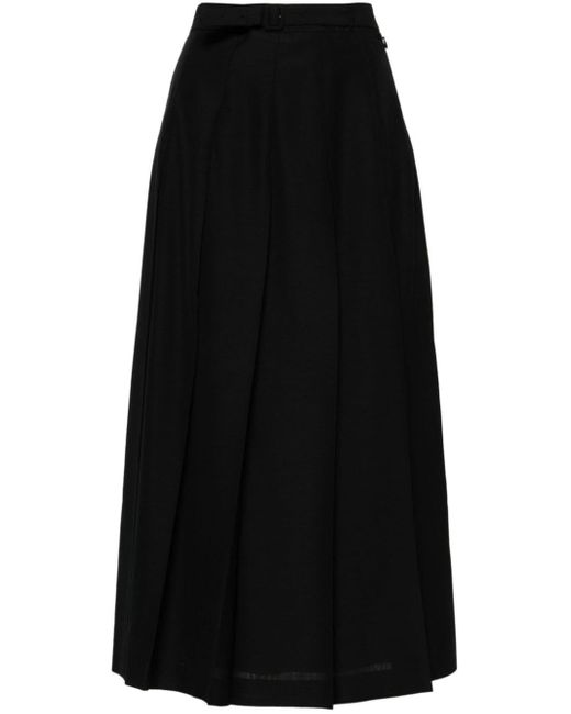 Auralee Black Tropical Fully-pleated Maxi Skirt