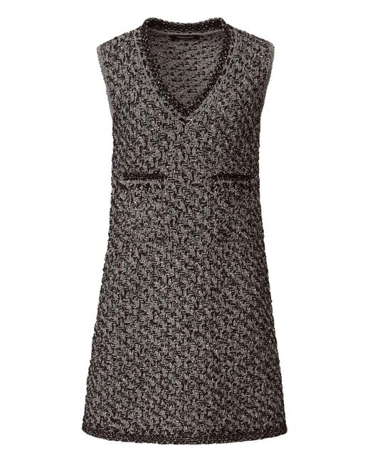 Fabiana Filippi Gray V-Neck Sleeveless Dress