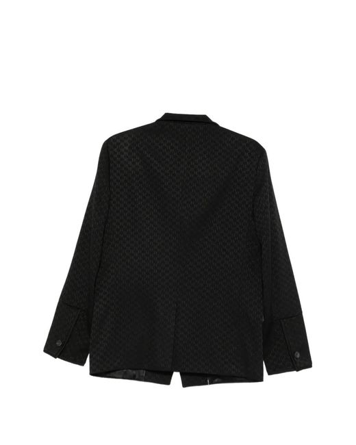 Karl Lagerfeld Black Monogram-Pattern Notched-Lapel Blazer for men