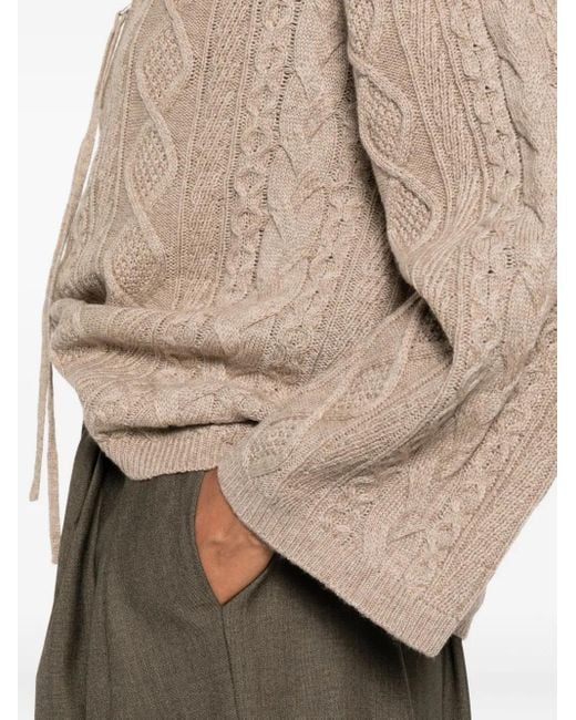 Viktoria Chan Natural Cable-Knit Zip-Up Cardigan