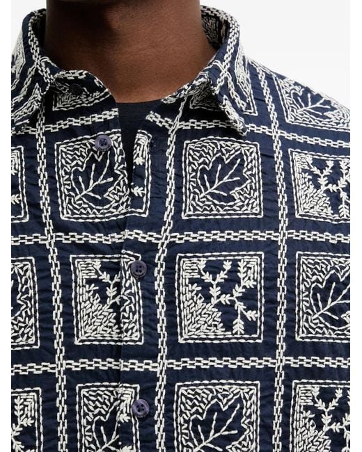 Desigual Blue Chemise Imprimée À Manches Courtes for men