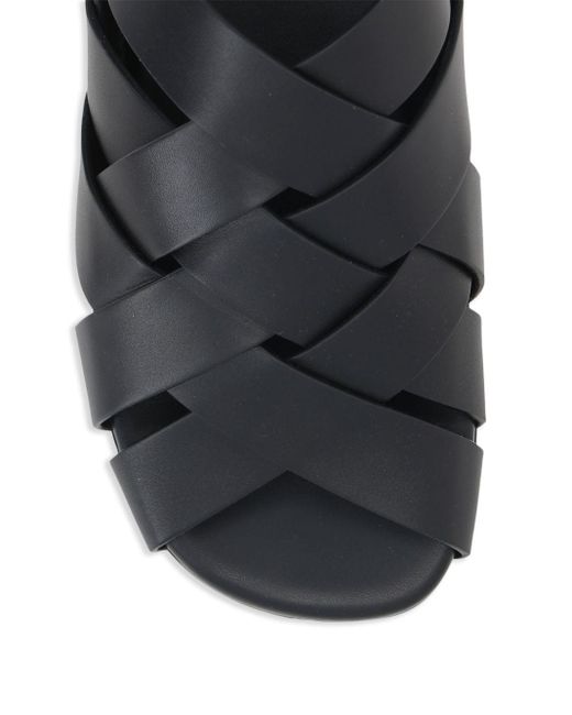 Bottega Veneta Black Alfie Leather Sandals for men