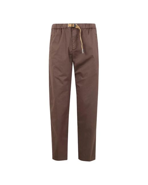 White Sand Brown Pocket Drawstring Trousers for men