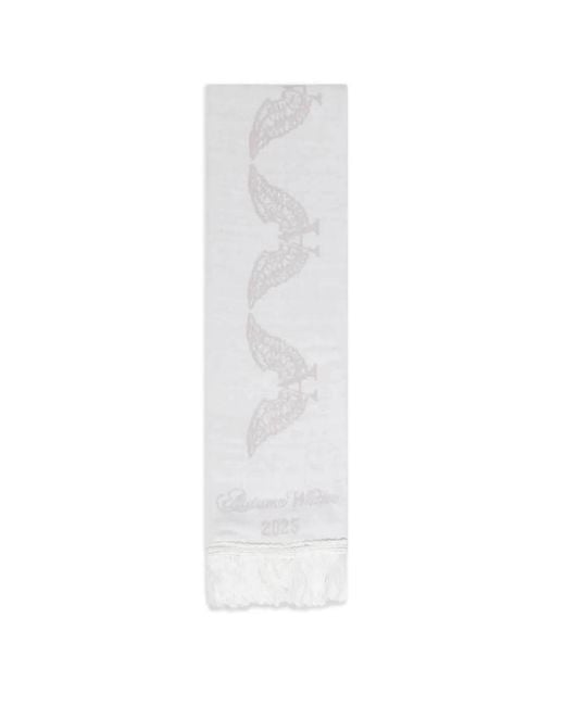 ALEXANDER DIGENOVA White Tonal Fringed Scarf for men