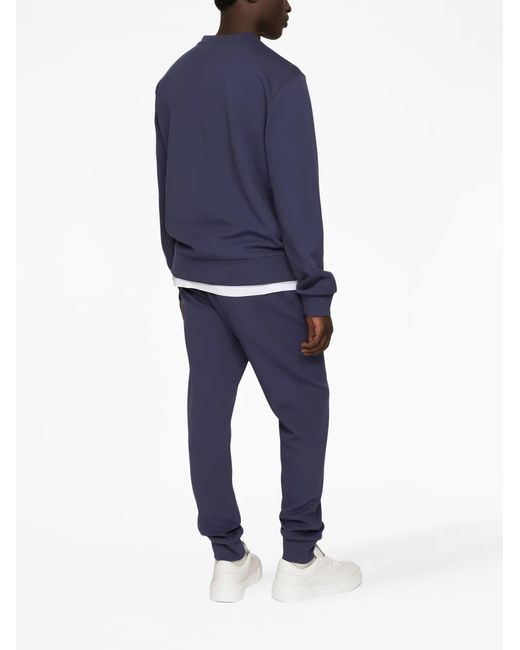 Dolce & Gabbana Blue Bee-Embroidered Cotton Sweatshirt for men