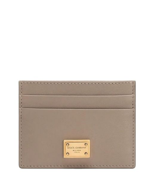 Dolce & Gabbana Gray Card Holder With Logo Plaque