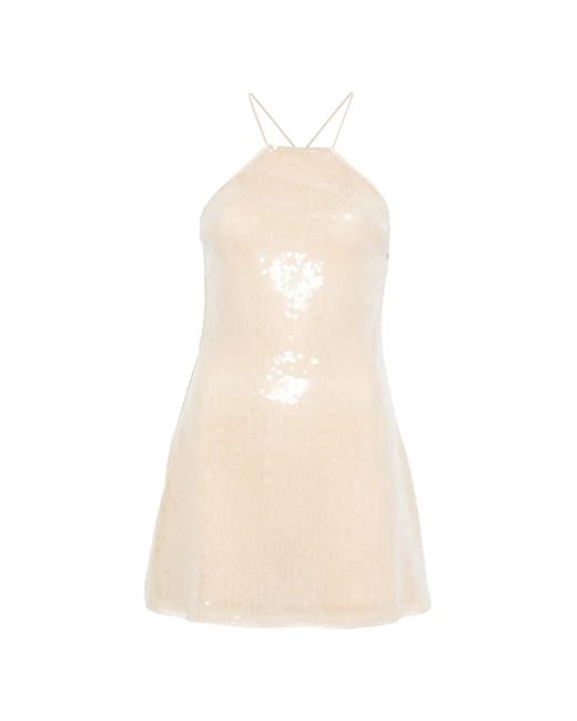 Oseree White Sequin-Embellishment Mini Dress