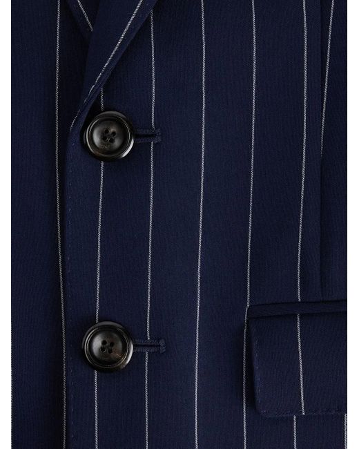 AMI Blue Striped Single-Breasted Blazer