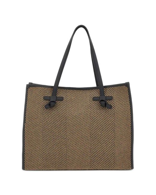 MARCELLA CLUB Natural Large Marcella Herringbone-Pattern Shoulder Bag