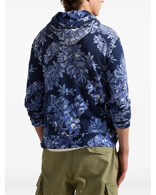 Polo Ralph Lauren Blue Floral Hooded Sweater for men