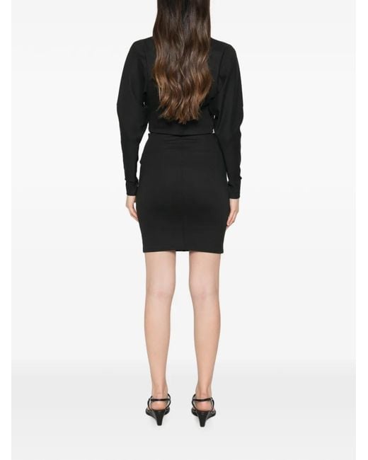 Patrizia Pepe Black Cut-Out-Shoulder Mini Dress