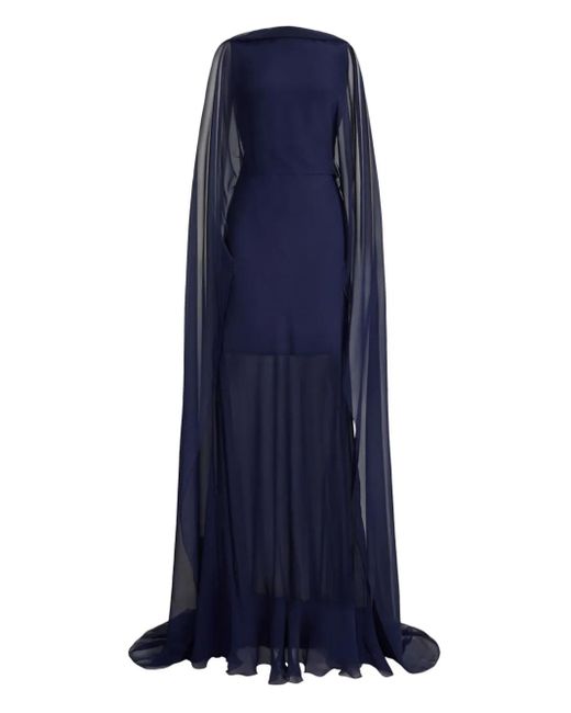 Robe Longue À Design De Cape Ralph Lauren en coloris Blue