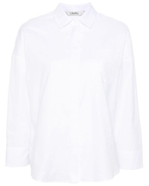 Max Mara White Logo-tag Poplin Shirt
