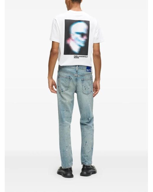 Karl Lagerfeld Blue Logo-Patch Jeans for men