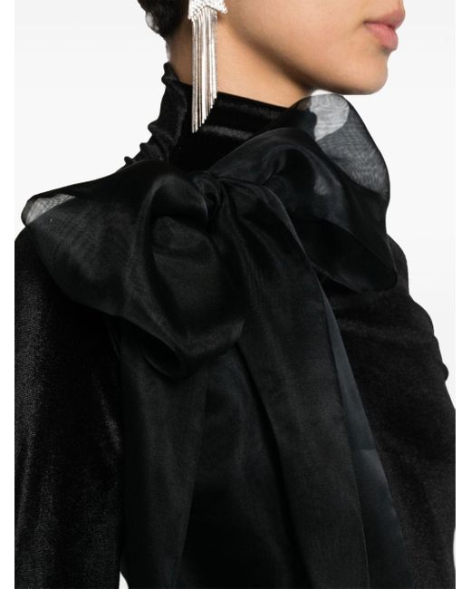 Atu Body Couture Black High-neck Velvet Top