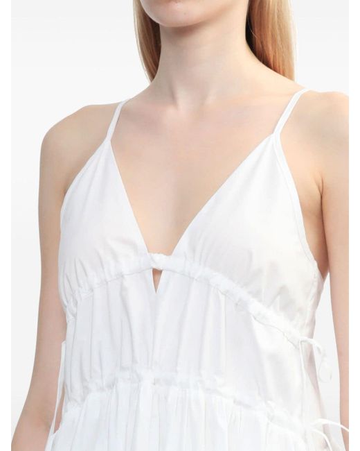 Herskind White Miranda Tie-detail Cotton Midi Dress