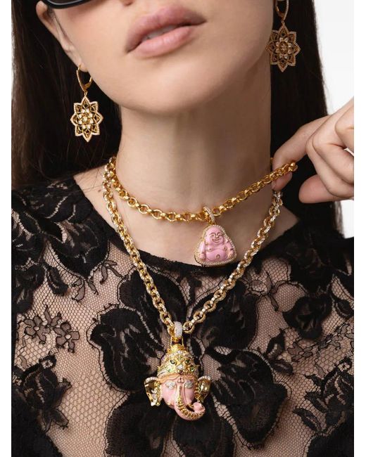 Buddha Mama Pink Happy Buddha Medium Diamond Pendant