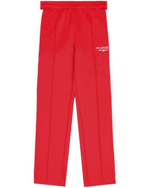 Sporty & Rich Red Stripe-Detail Track Pants