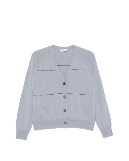 Peserico Blue V-Neck Cardigan
