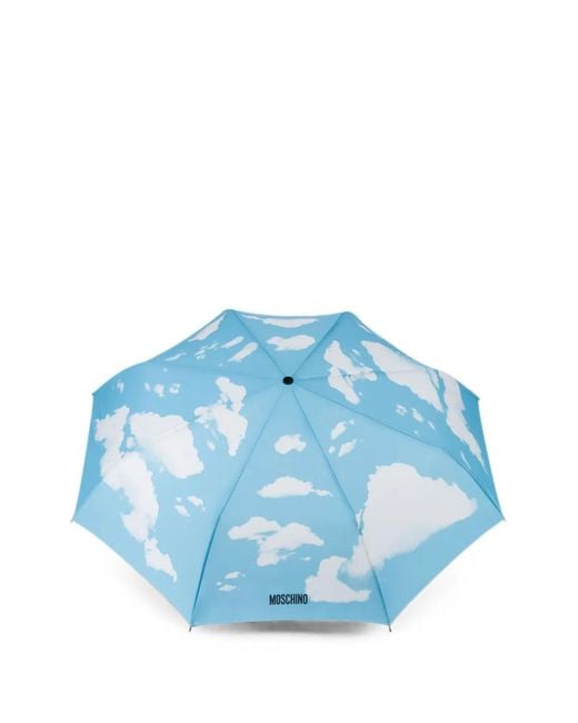 Moschino Blue Cloud-Print Telescopic Umbrella