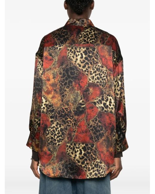 R13 Brown Leopard-Print Button-Down Shirt