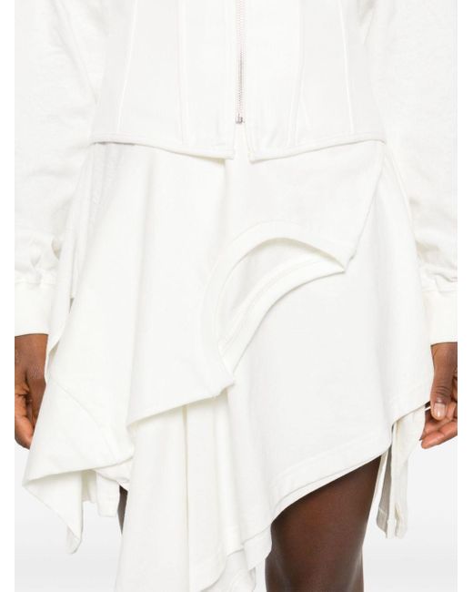 Acne White Layered Asymmetric Mini Dress