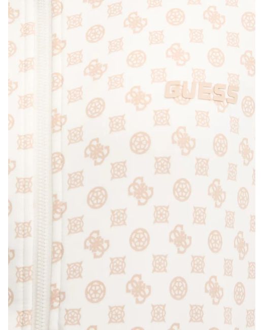 Guess White Monogram-Print Zip-Up Top