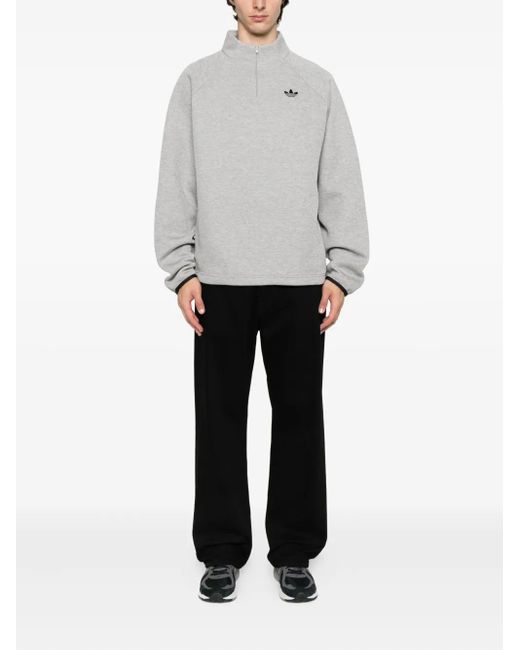 Adidas Gray Spacer Drill Half-Zip Side-Stripe Sweatshirt for men