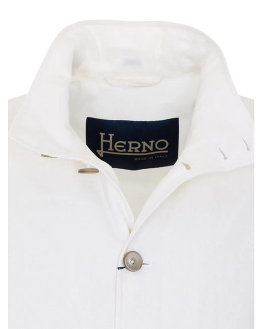 Herno White Button High-Neck Bomber Jacket for men