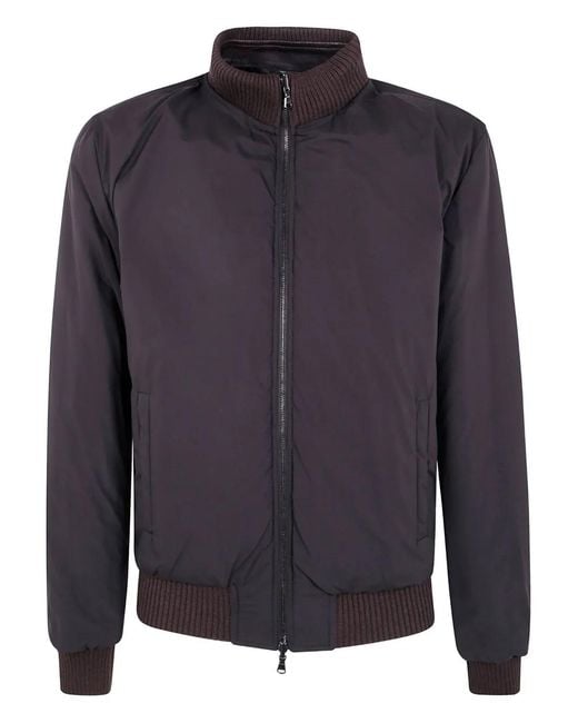 Barba Napoli Gray Ribbed Leather Jacket for men