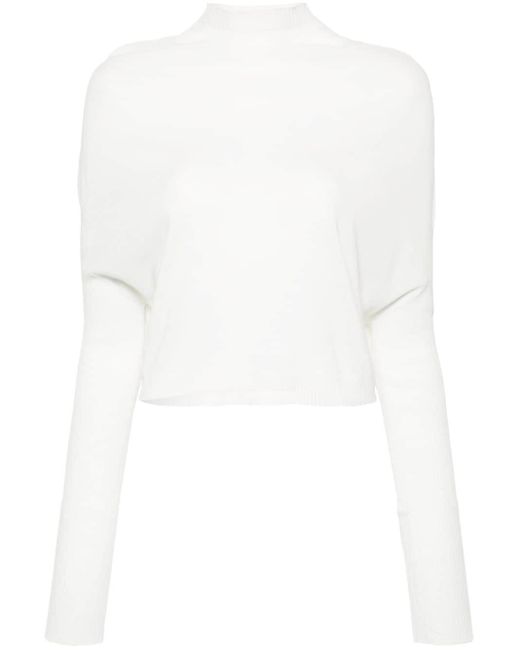 Rick Owens White Ribbed-sleeve Cotton Jumper