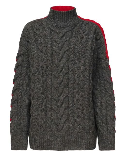 Stella McCartney Women's Gray Cable-Knit High-Neck Sweater - Main Image