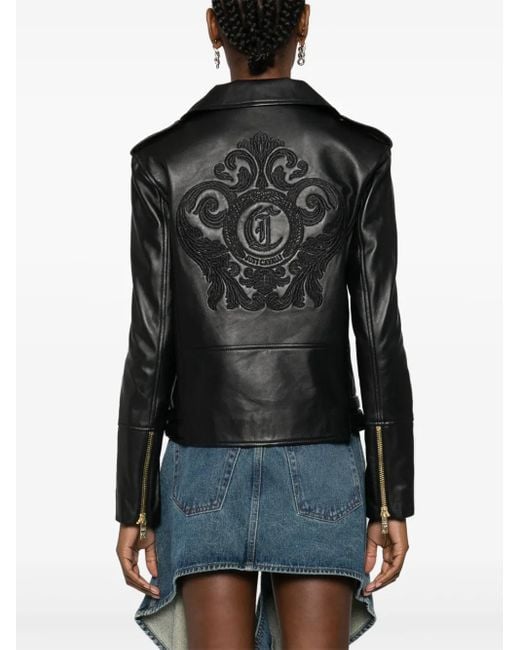 Just Cavalli Black Zip-Up Leather Jacket