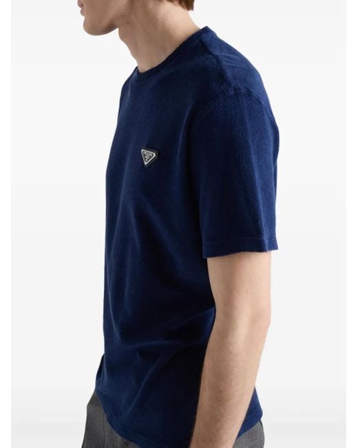 Prada Blue Terry Towelling T-Shirt for men