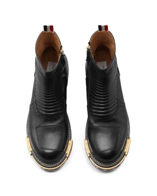 Thom Browne Black Panelled Leather Boots for men