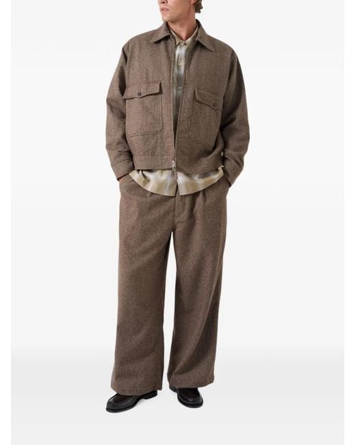 Universal Works Brown E130 Herringbone Jacket for men