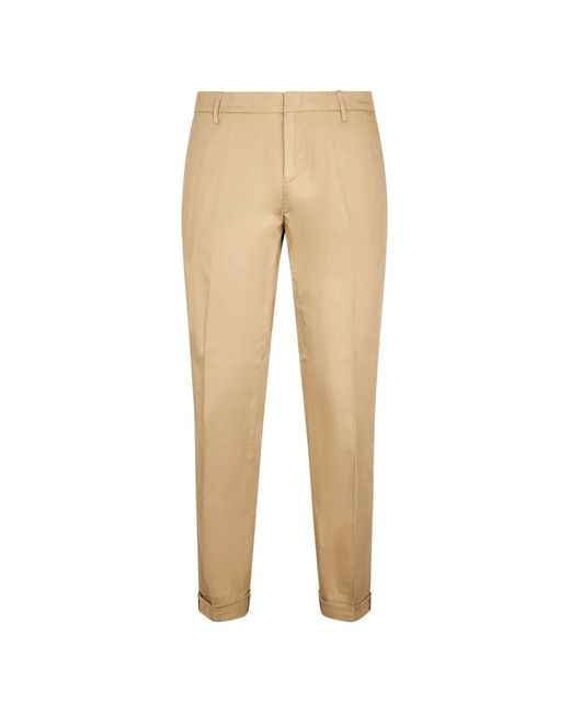 Dondup Natural Logo-Plaque Turn-Up Trousers for men