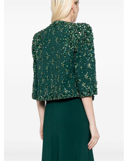 Jenny Packham Green Vanity Beaded Cropped Jacket