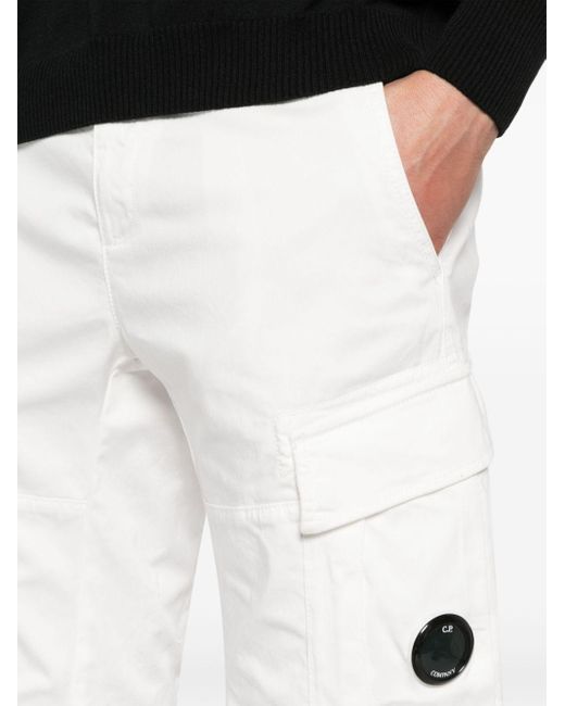 C P Company White Lens-detail Cargo Shorts for men