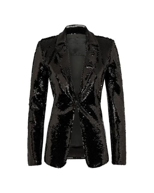 Philipp Plein Black Sequin-Embellished Blazer