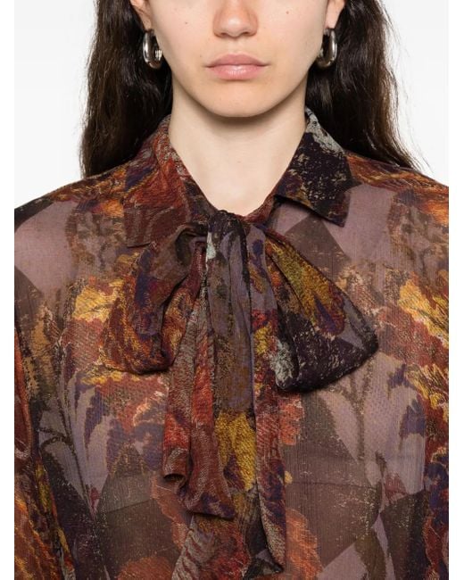 Yavi Brown Hemd mit Blumen-Print