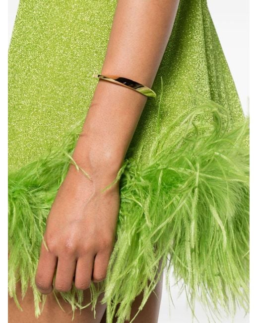 Oseree Green Lumiere Plumage Short Dress